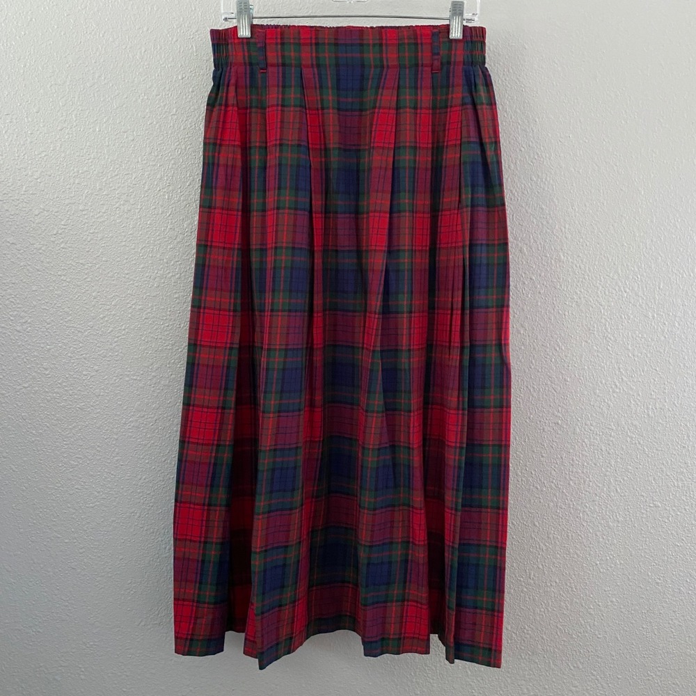 Talbots Vintage Red Skirt Size 10 100% Cotton Academic Preppy Old Money Pleated‎